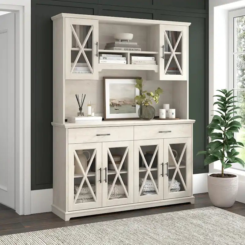 Lennox 60W Sideboard Buffet Cabinet with Hutch by Bush Furniture