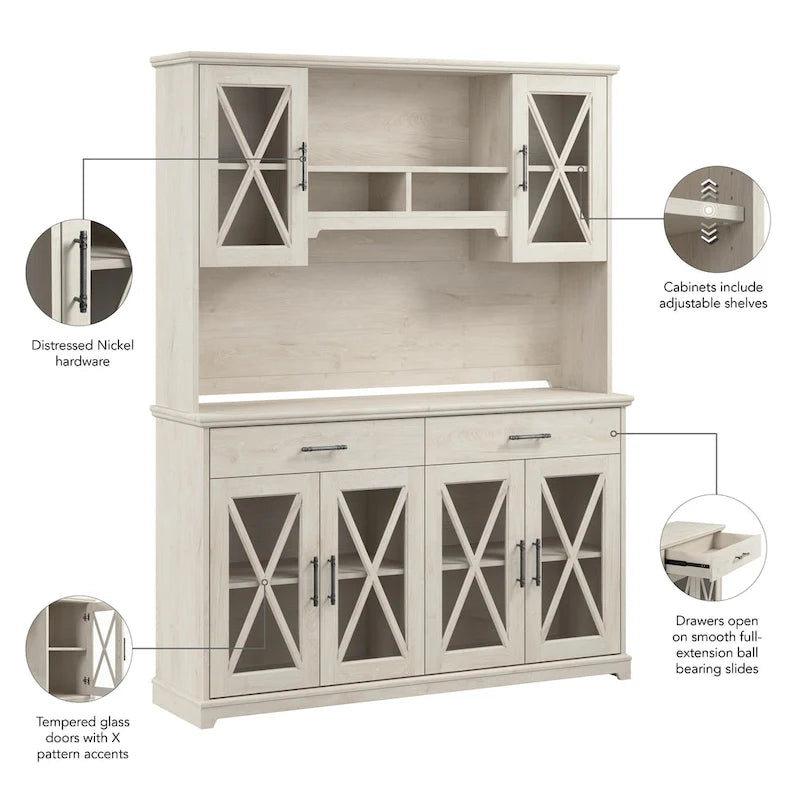 Sideboard-Buffetschrank mit Aufsatz, 60 Zoll