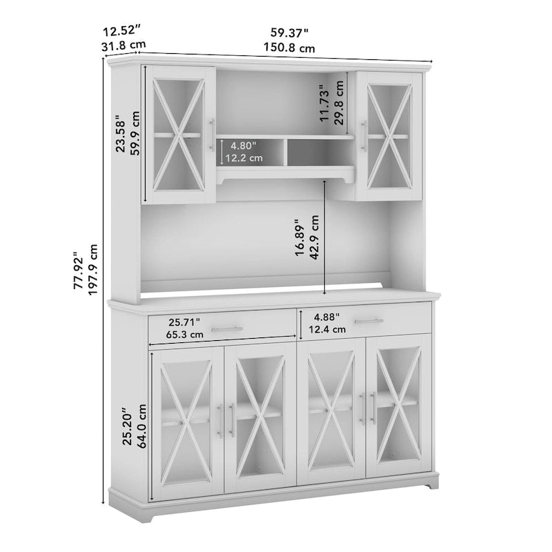 Sideboard-Buffetschrank mit Aufsatz, 60 Zoll