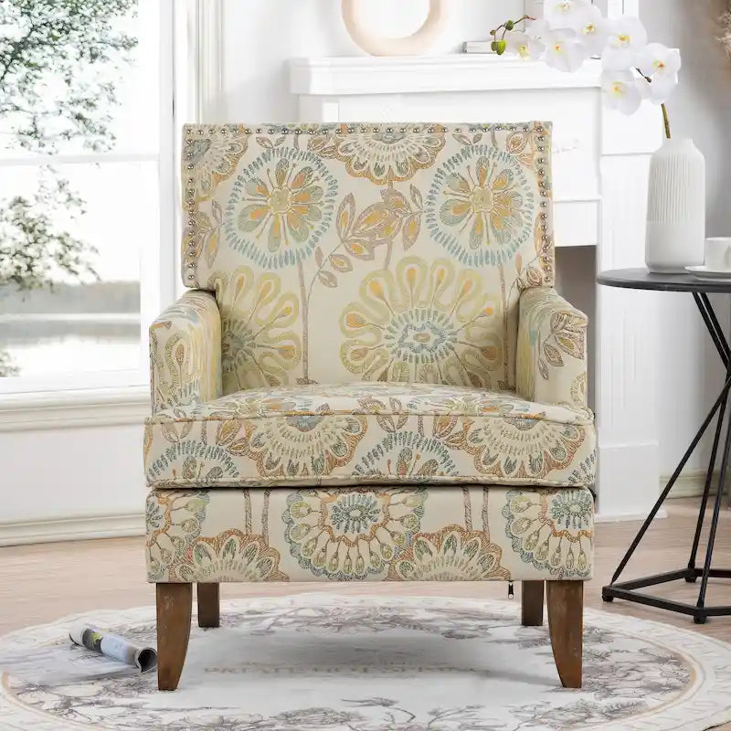 Sillón decorativo moderno para sala de estar con patas de abedul y tapizado de tela cómoda