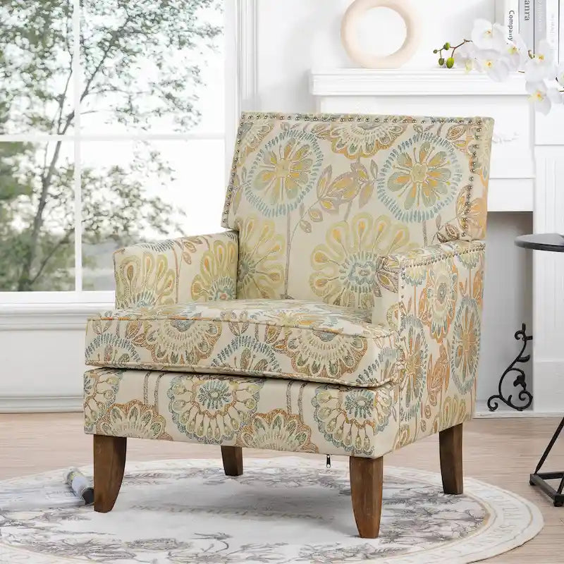 Sillón decorativo moderno para sala de estar con patas de abedul y tapizado de tela cómoda