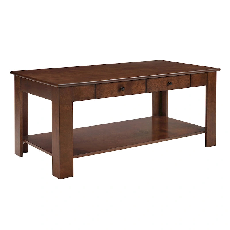 Mesa de centro con 2 cajones y estante
