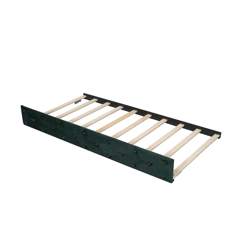 Cama diván individual de terciopelo capitoné con cama nido y almacenamiento