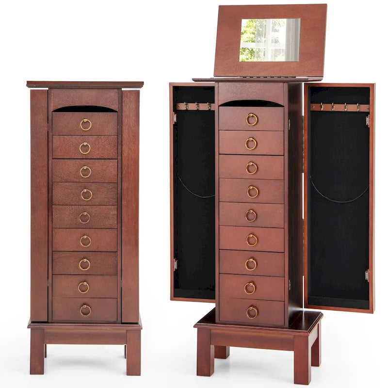 Schmuckschrank aus Holz, Schmuckkommode mit Stauraum und Organizer - 10.5 x 16 x 40 Zoll