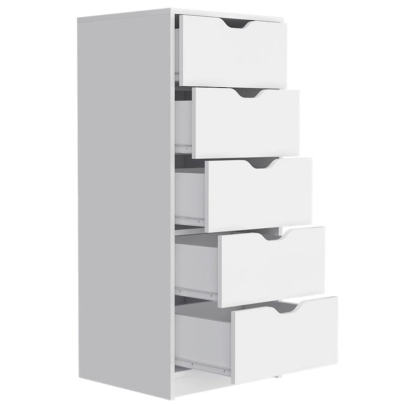 Cómoda vertical moderna de 5 cajones para almacenamiento en el dormitorio, 18 pulgadas