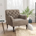 Sillón auxiliar ancho de vinilo capitoné de estilo transicional con cojín en T
