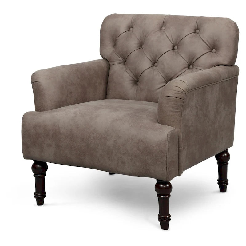 Sillón auxiliar ancho de vinilo capitoné de estilo transicional con cojín en T