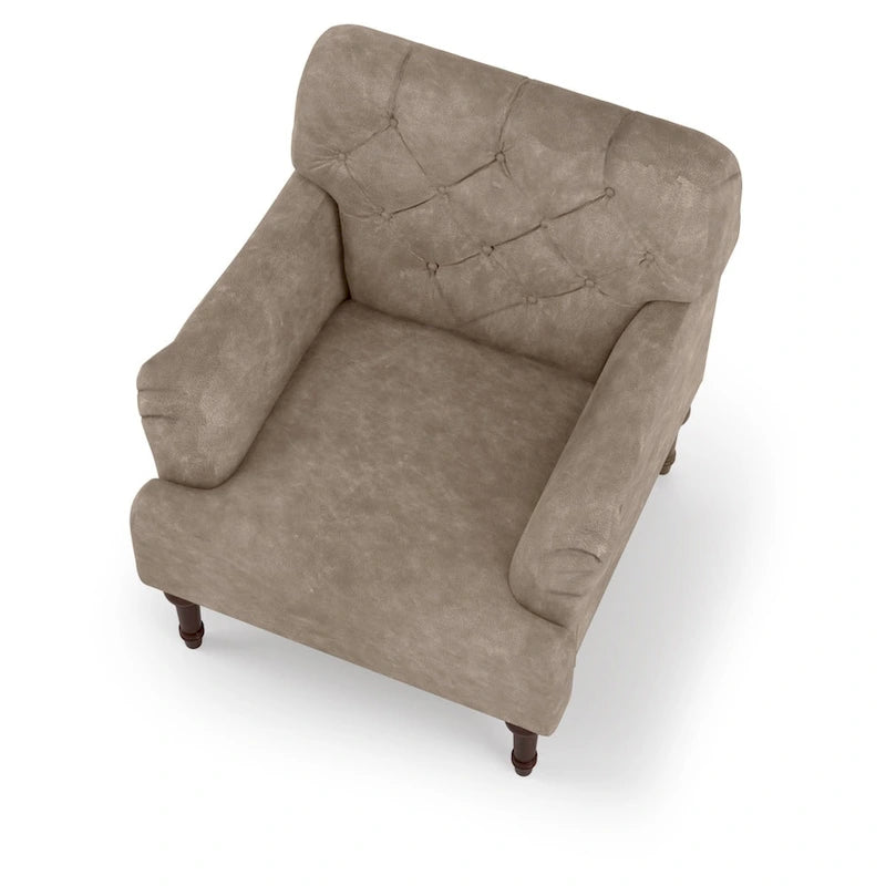 Sillón auxiliar ancho de vinilo capitoné de estilo transicional con cojín en T