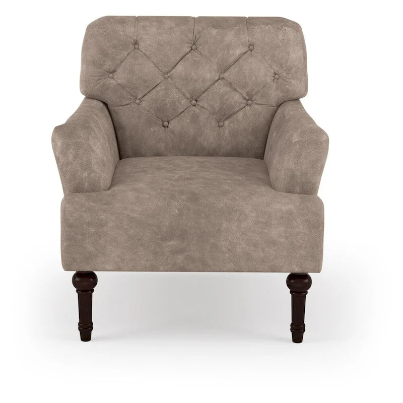 Sillón auxiliar ancho de vinilo capitoné de estilo transicional con cojín en T