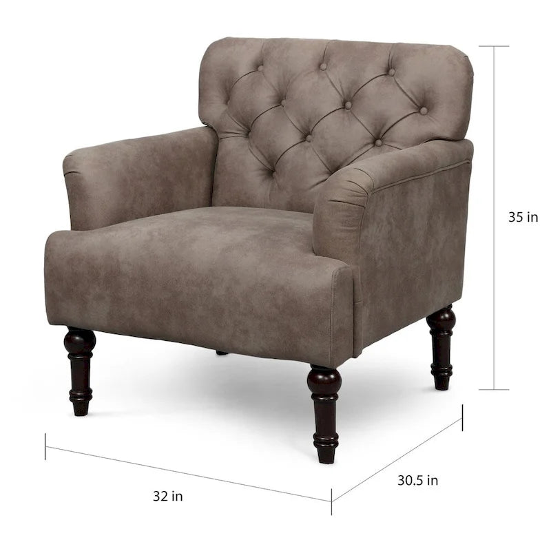 Sillón auxiliar ancho de vinilo capitoné de estilo transicional con cojín en T