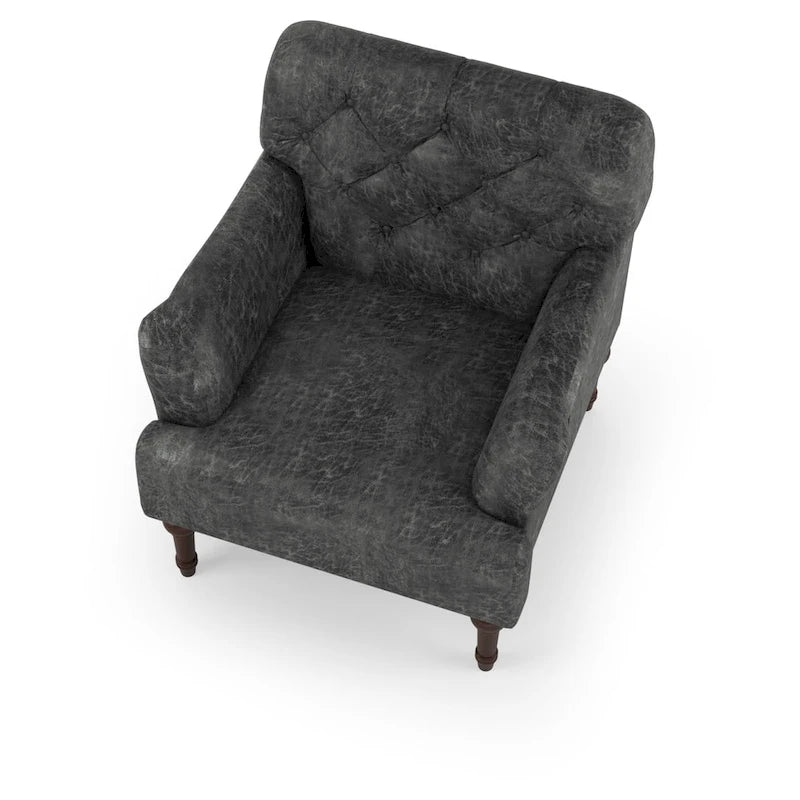 Sillón auxiliar ancho de vinilo capitoné de estilo transicional con cojín en T