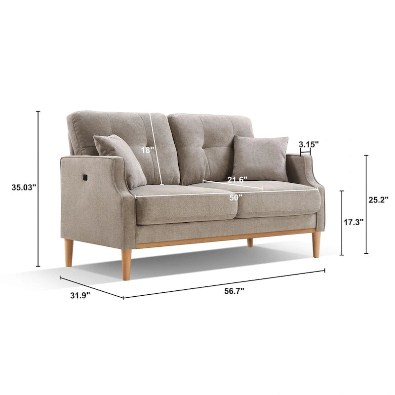 Stoffsofa für 2 Personen mit USB-Ladefunktion
