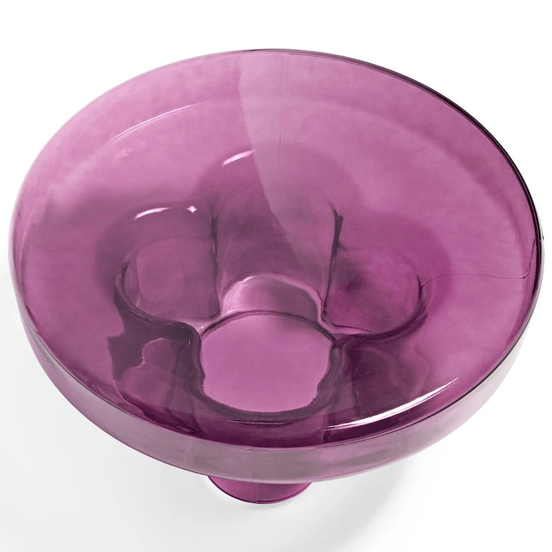 Mesa de centro auxiliar redonda de vidrio con diseño floral artístico moderno