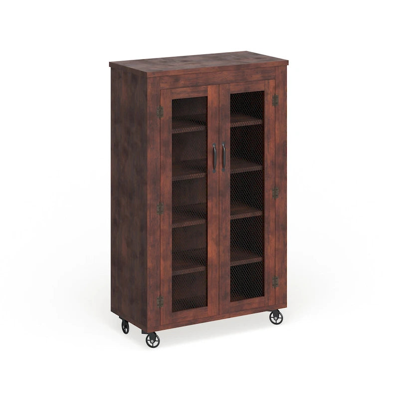 Mueble móvil de nogal de estilo transicional con 5 estantes