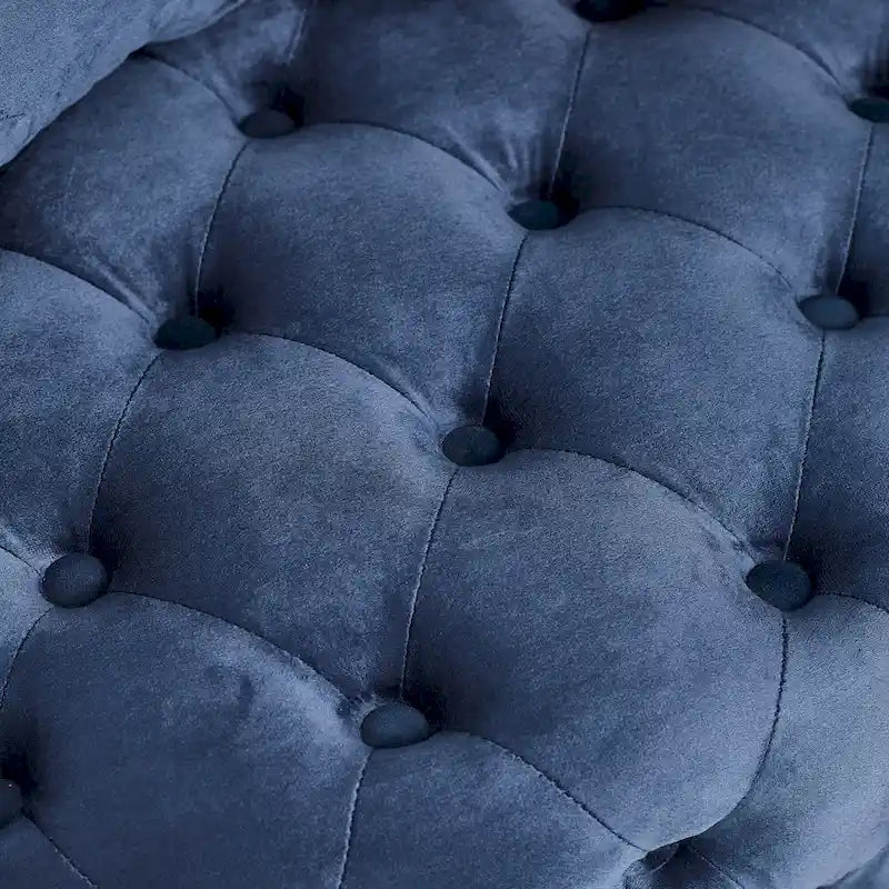 Sillón giratorio de terciopelo para sala de estar con diseño capitoné de botones, 3 cojines y ruedas móviles