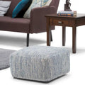 Pouf carré en coton tissé à la main avec motif chiné et rembourrage en billes de polystyrène