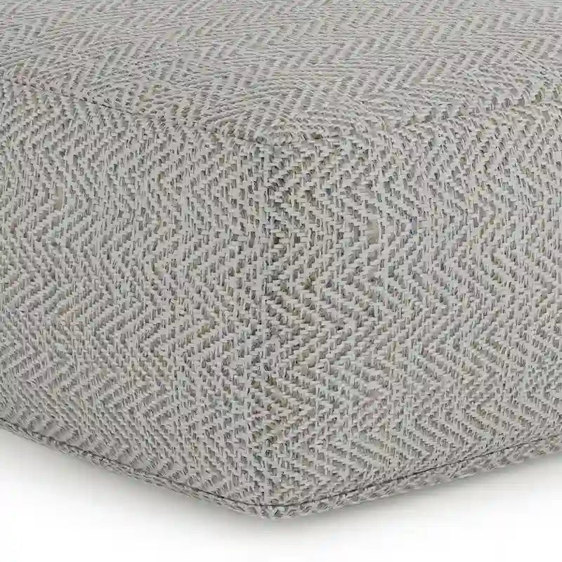 Pouf carré en coton tissé à la main avec motif chiné et rembourrage en billes de polystyrène