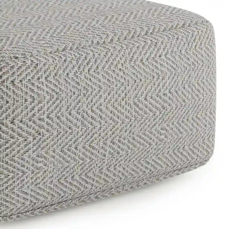 Pouf carré en coton tissé à la main avec motif chiné et rembourrage en billes de polystyrène