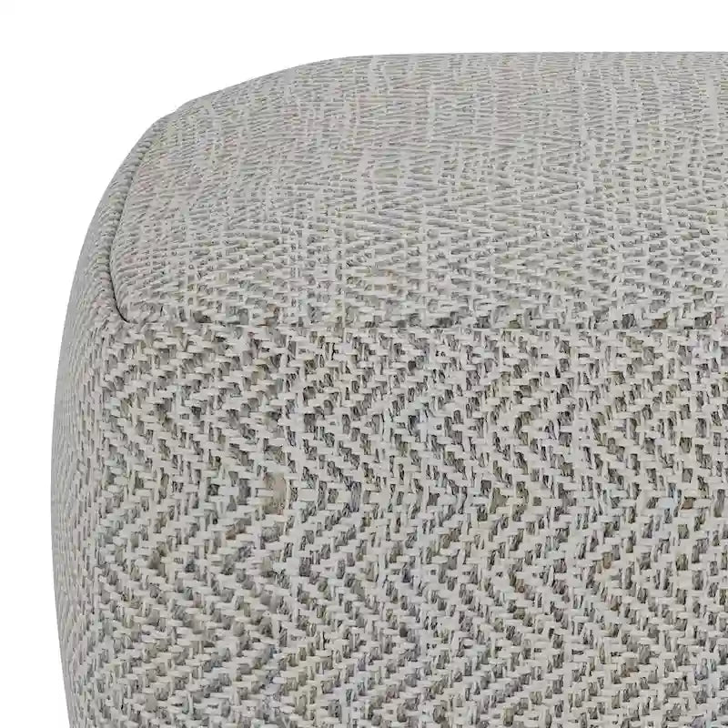 Pouf carré en coton tissé à la main avec motif chiné et rembourrage en billes de polystyrène