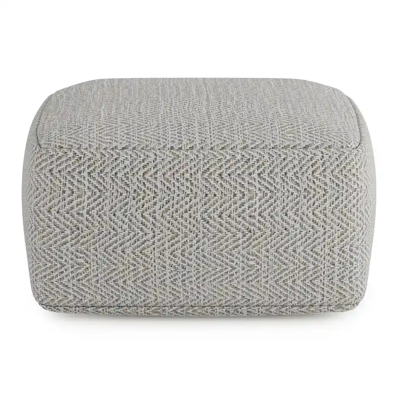 Pouf carré en coton tissé à la main avec motif chiné et rembourrage en billes de polystyrène