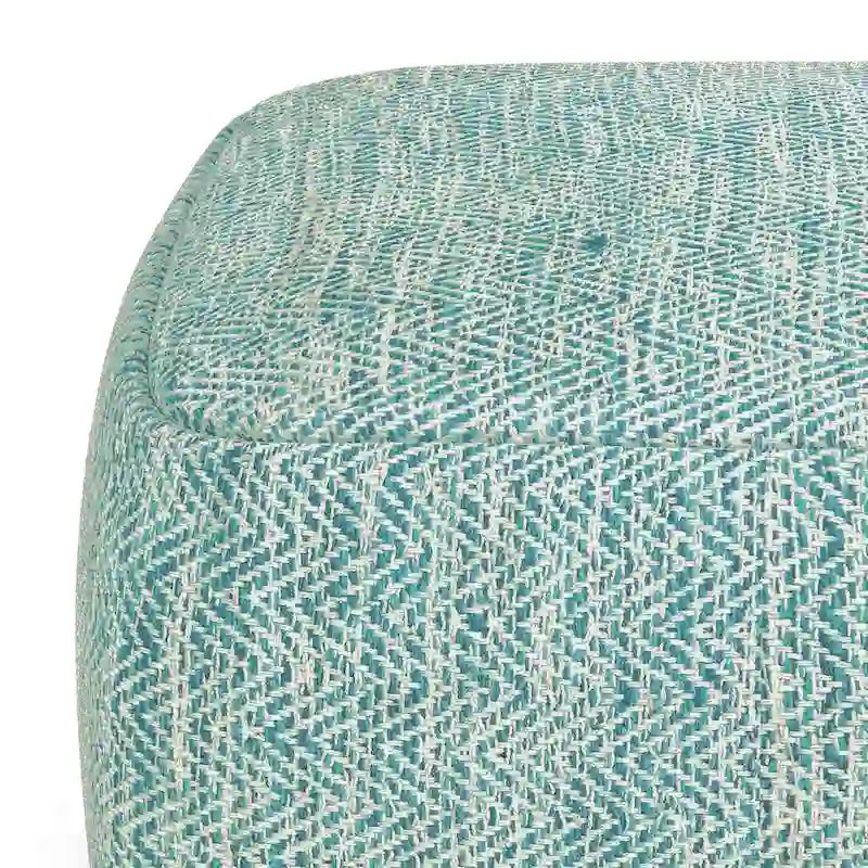 Pouf carré en coton tissé à la main avec motif chiné et rembourrage en billes de polystyrène