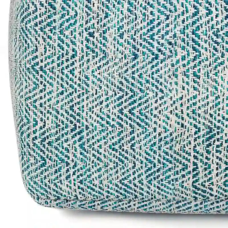 Pouf carré en coton tissé à la main avec motif chiné et rembourrage en billes de polystyrène