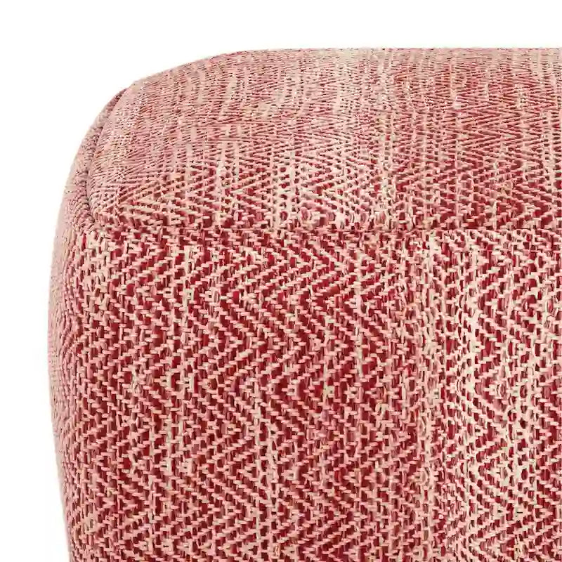 Pouf carré en coton tissé à la main avec motif chiné et rembourrage en billes de polystyrène
