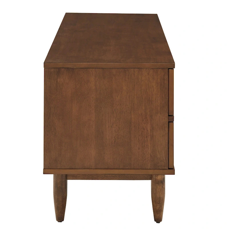 Mueble de TV de madera de estilo moderno de mediados de siglo con 2 cajones