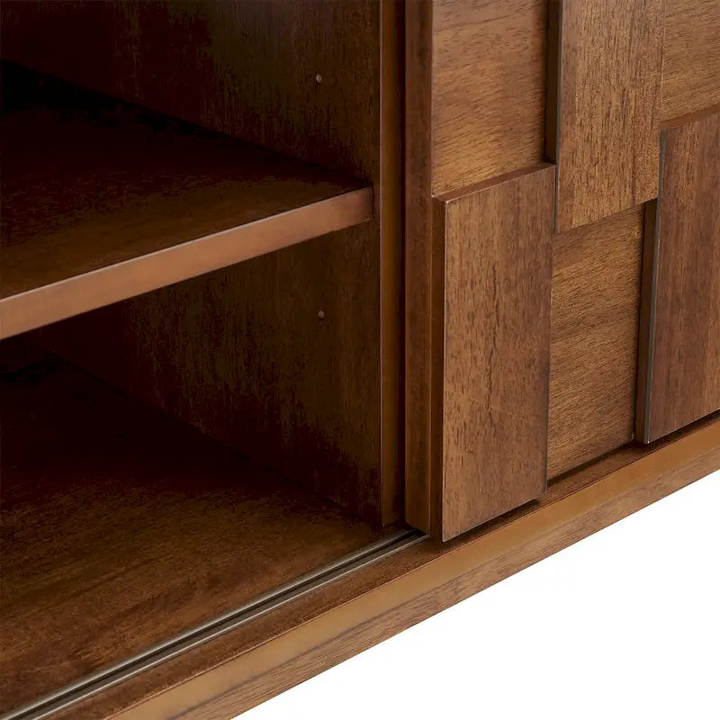 Mueble de TV de madera de estilo moderno de mediados de siglo con 2 cajones