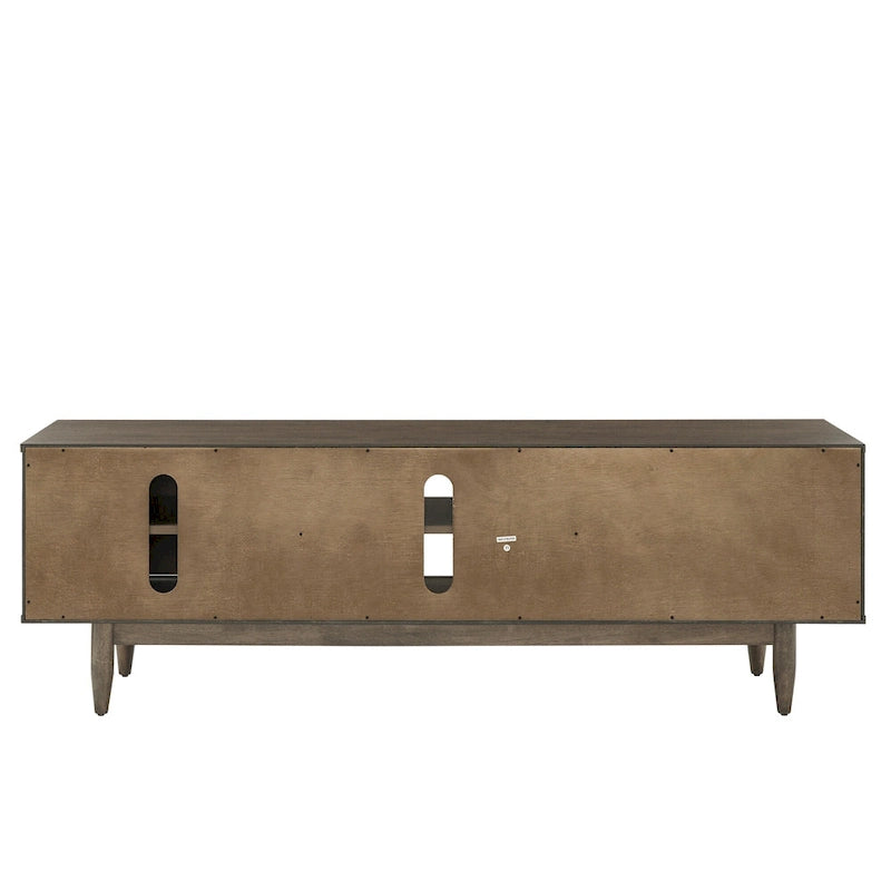 Mueble de TV de madera de estilo moderno de mediados de siglo con 2 cajones