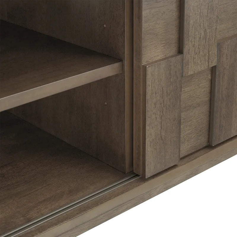 Mueble de TV de madera de estilo moderno de mediados de siglo con 2 cajones