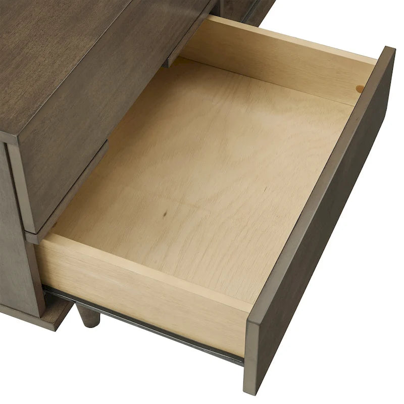 Mueble de TV de madera de estilo moderno de mediados de siglo con 2 cajones