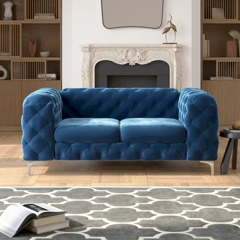 Sofá biplaza Chesterfield de terciopelo capitoné