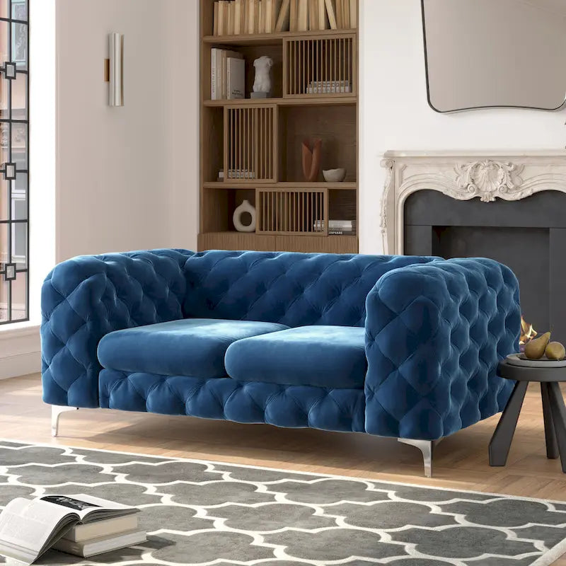 Sofá biplaza Chesterfield de terciopelo capitoné