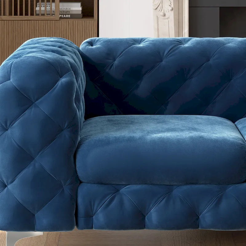 Sofá biplaza Chesterfield de terciopelo capitoné