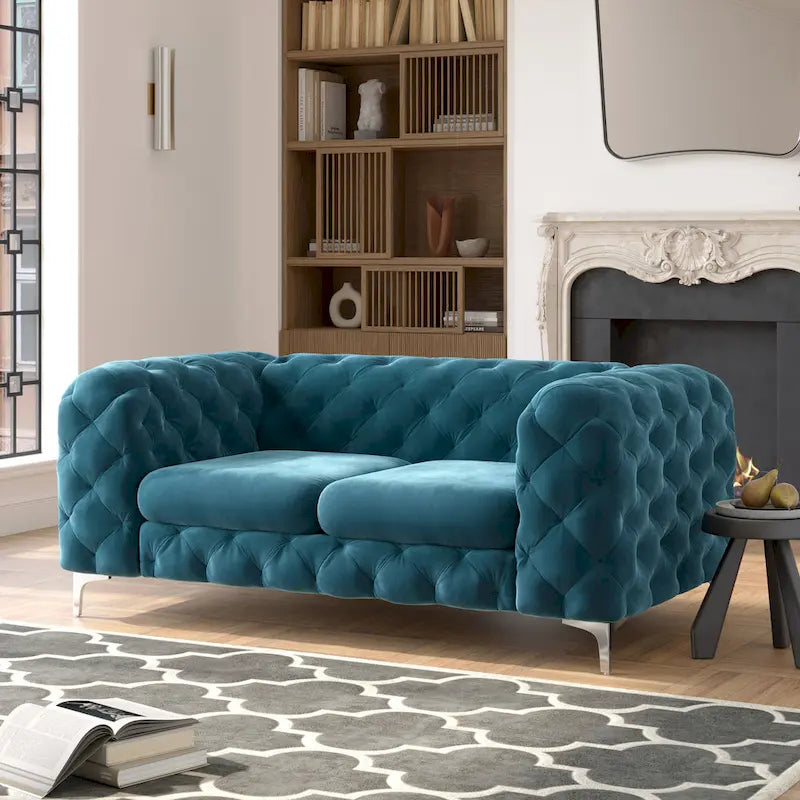 Sofá biplaza Chesterfield de terciopelo capitoné