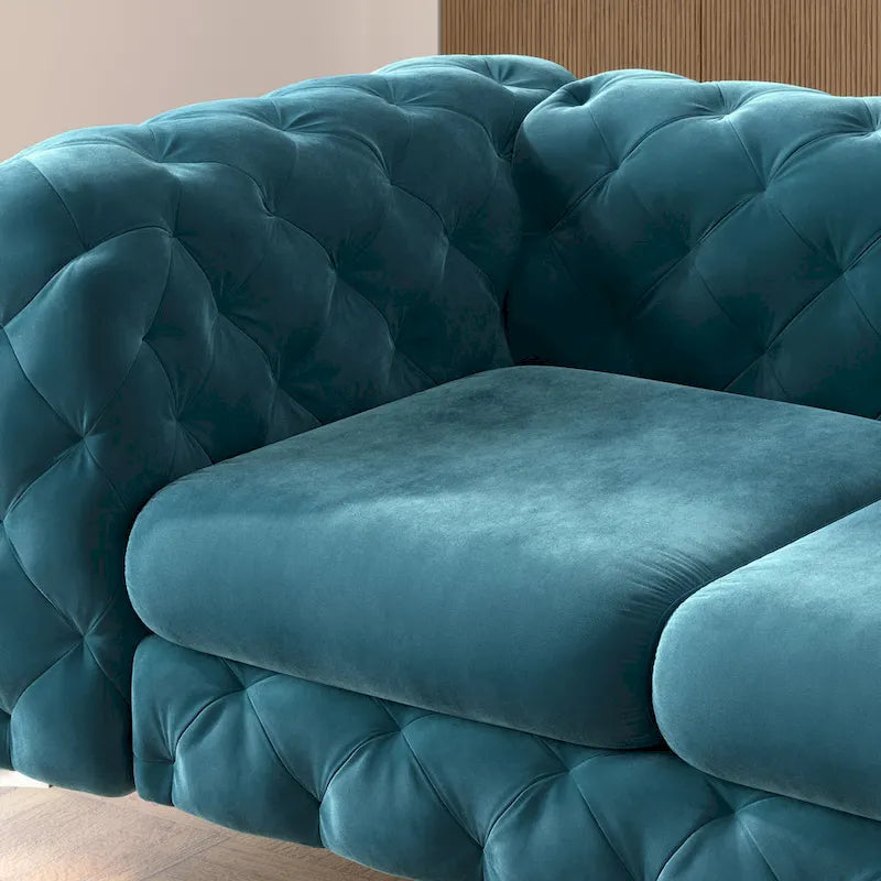 Sofá biplaza Chesterfield de terciopelo capitoné