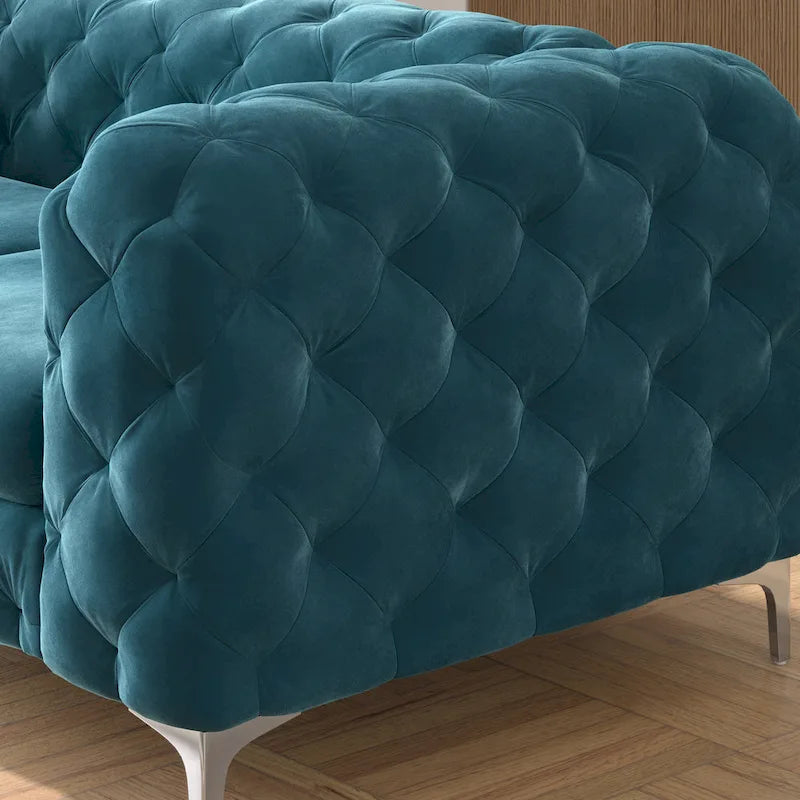 Sofá biplaza Chesterfield de terciopelo capitoné