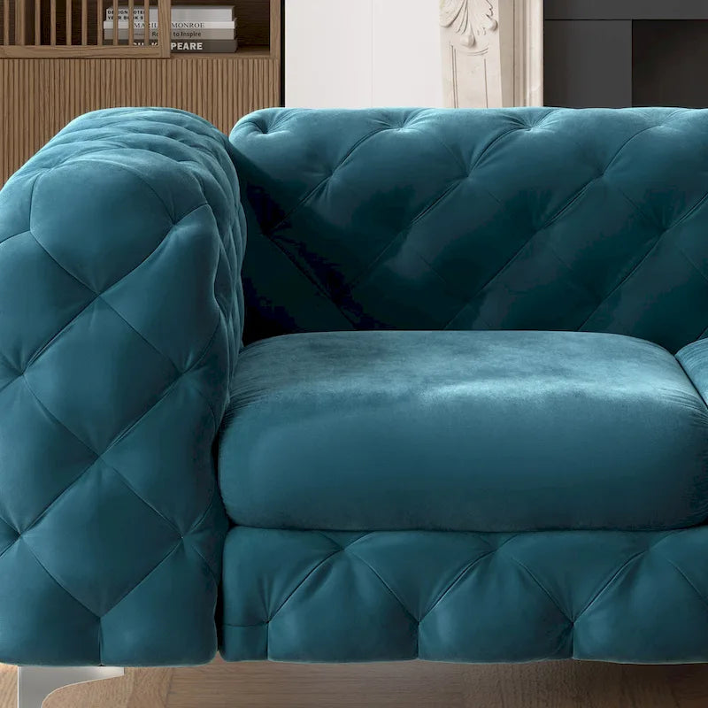 Sofá biplaza Chesterfield de terciopelo capitoné