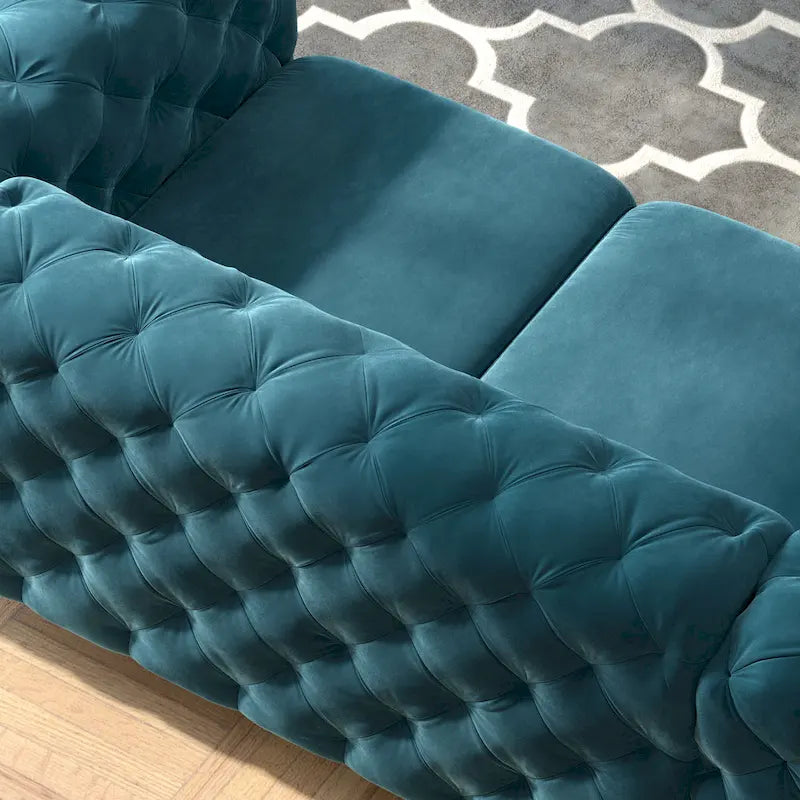 Sofá biplaza Chesterfield de terciopelo capitoné