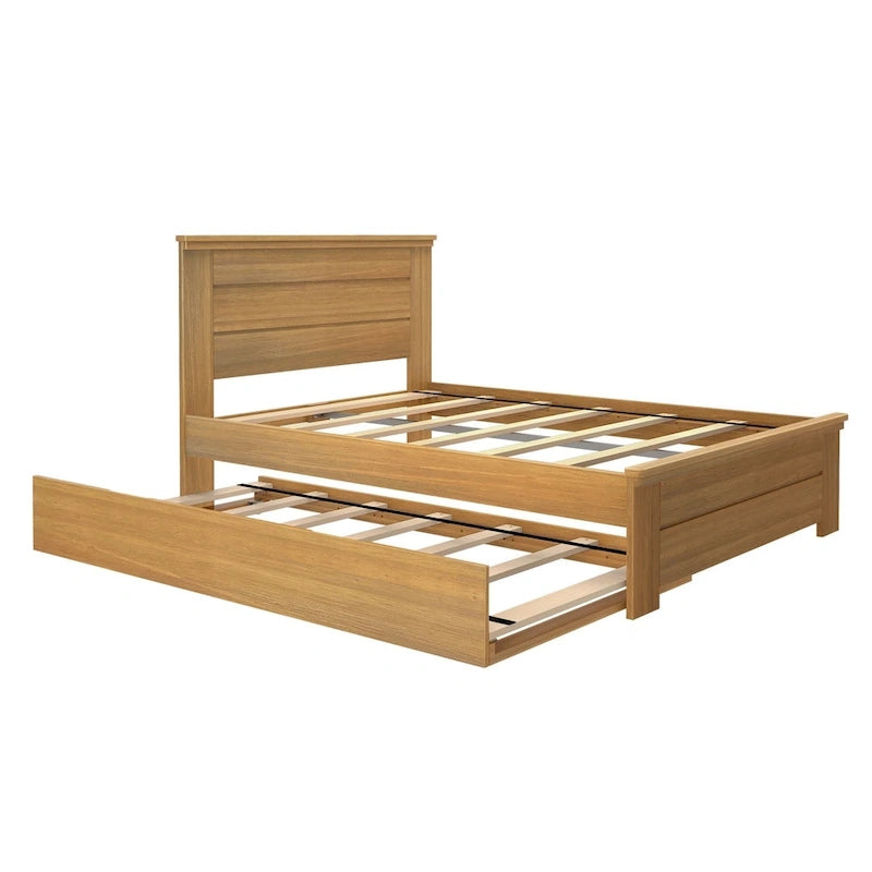 Landhausbett in voller Größe mit Paneel-Kopfteil und Ausziehbett