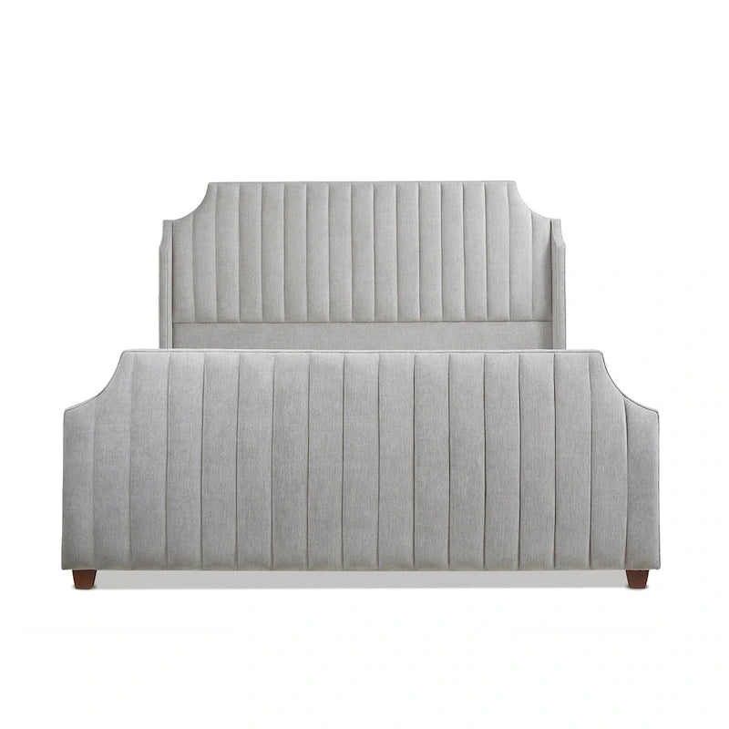 Estructura de cama tamaño King con panel capitoné acanalado