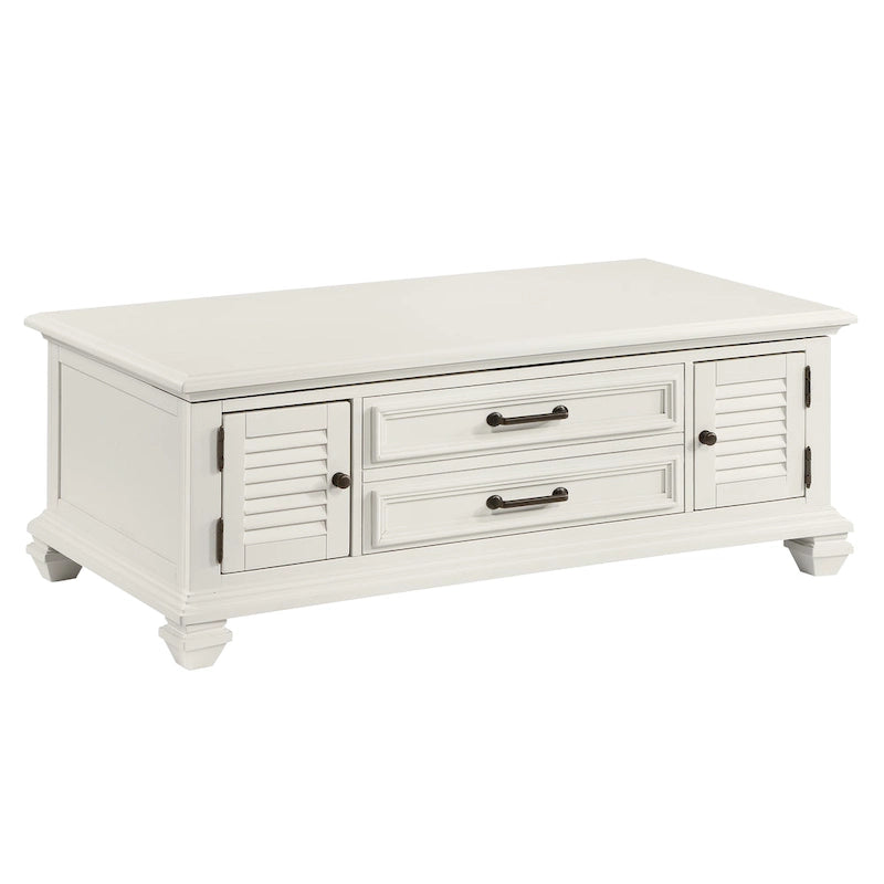 Mesa de centro elevable de estilo granja moderna en blanco suave
