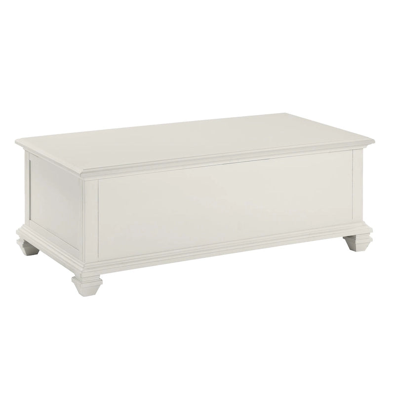 Mesa de centro elevable de estilo granja moderna en blanco suave