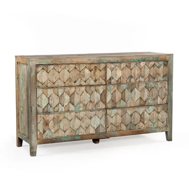 Cómoda vintage de madera de teca recuperada