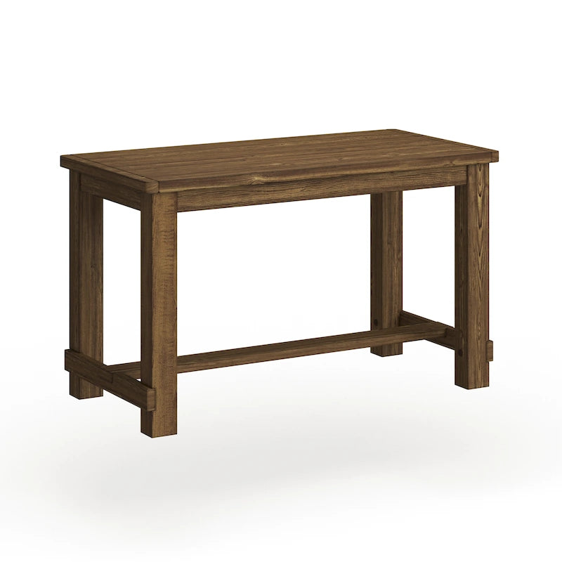 Mesa rústica de 60 pulgadas de madera maciza y altura de barra, color marrón