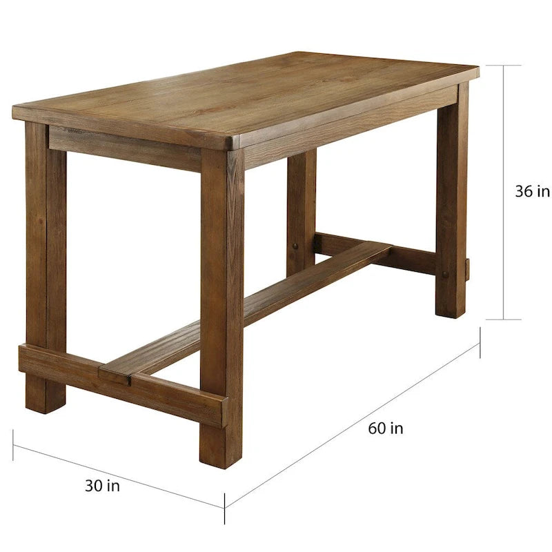 Rustiekbruine tafel van massief hout op barhoogte van 60 inch