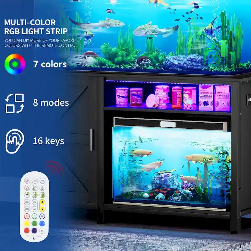 Aquarienunterschrank für 55-75-Gallonen-Fischaquarien mit RGB-Lichtleiste