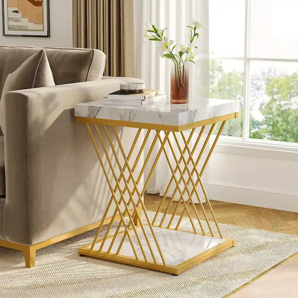 Mesa auxiliar cuadrada, mesita de noche moderna de mediados de siglo, mesa decorativa para la sala