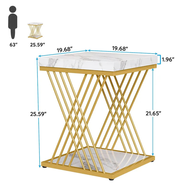 Tavolino quadrato, comodino moderno di metà secolo, tavolino decorativo per soggiorno